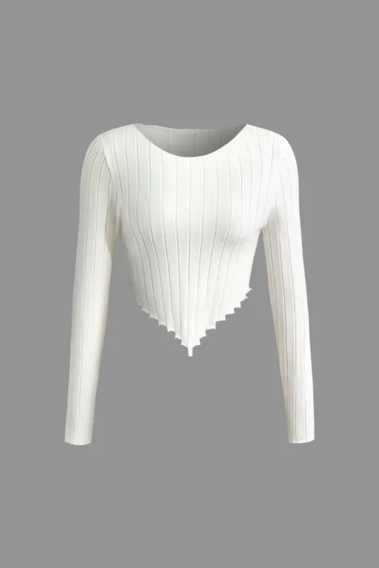 Ribbed Knit Long-Sleeve Top sold by Micas