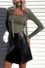 Solid Square Neck Tie-Up Long-Sleeve Top sold by Micas