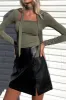 Solid Square Neck Tie-Up Long-Sleeve Top sold by Micas