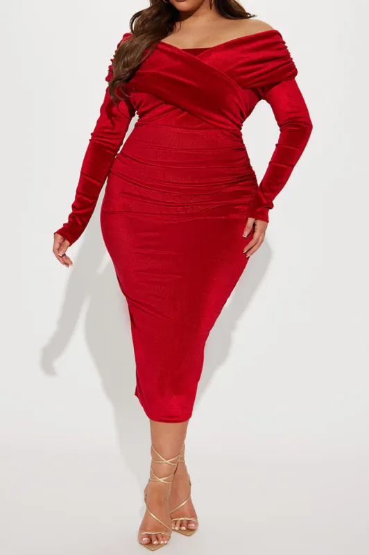 Plus Size Solid Crossed Maxi Dress sold by Micas