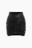 Ruched nederdel i solidt imiteret læder sold by Micas