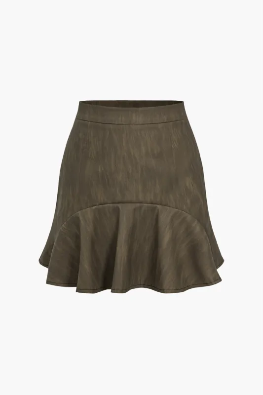 Faux Leather Zipper Skirt sold by Micas
