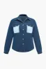 Plus størrelse lomme knap farveblok denim shirt sold by Micas
