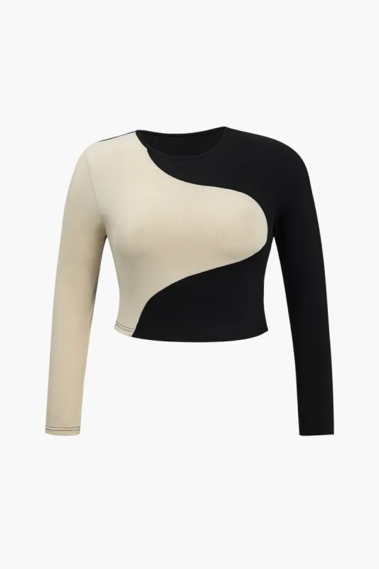 Plus størrelse farveblok print patchwork top sold by Micas
