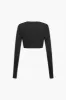 Ruched langærmet afgrøde top og højt spalt midi nederdel sæt sold by Micas