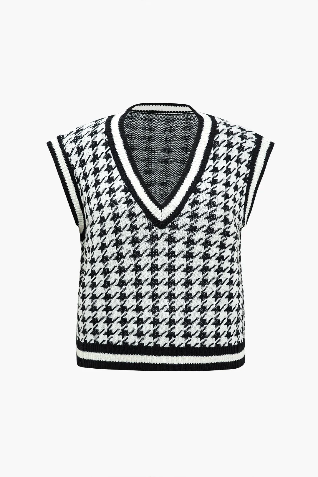 Plus Size Houndstooth Print Knit Vest sold by Micas