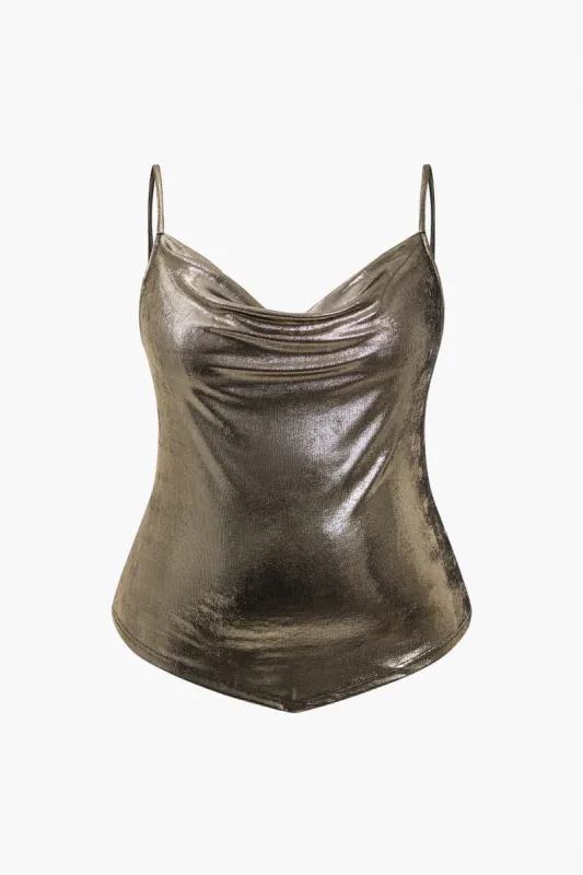 Plus Size Solid Glitter Slip Cami Top sold by Micas