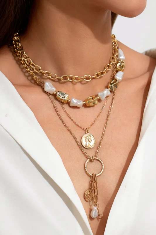 Pearl Retro Layered Necklace sold by Micas
