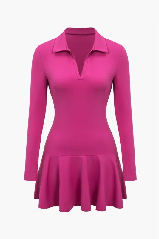 Solid Long Sleeve High Collar Sports Dress sold by Micas