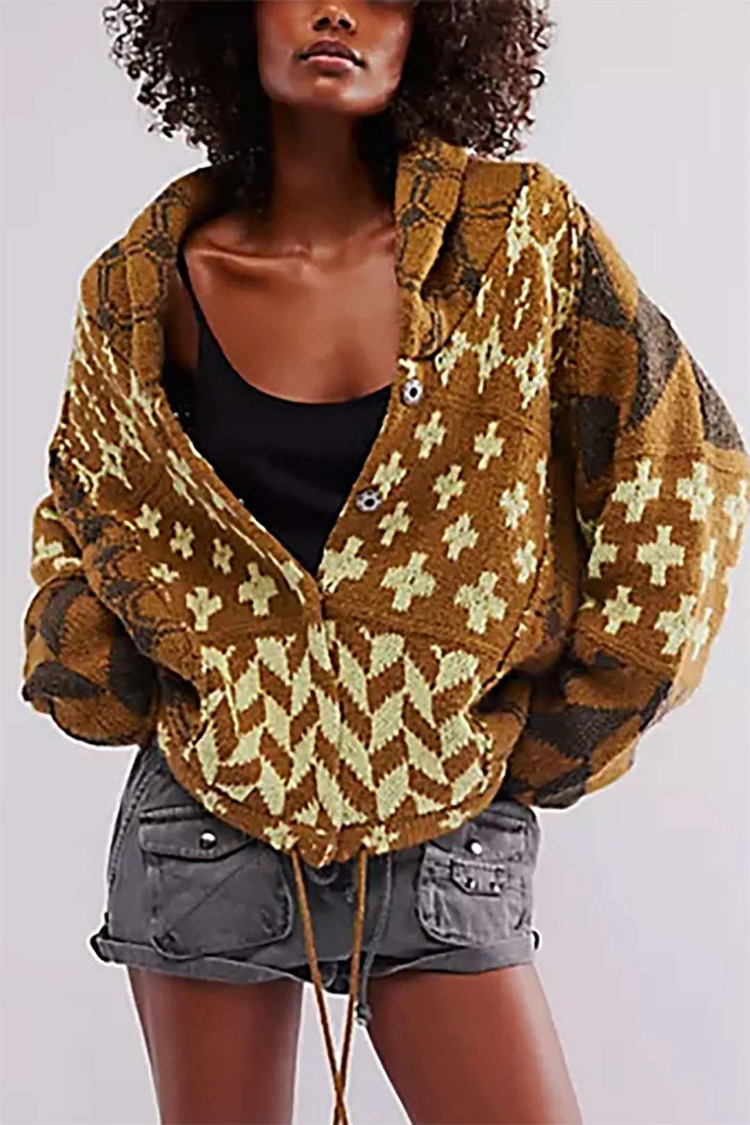 Retro Pattern Knit Button Cardigan sold by Micas product image thumbnail 2