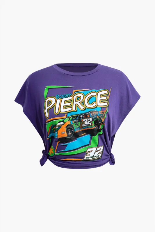 Digitalt mønster print racerbil knudet rund hals T-shirt sold by Micas