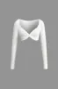 Solid Twist Top And Asymmetrical Ruched Skirt Set sold by Micas