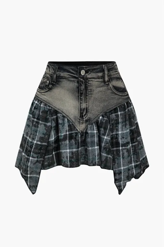 Basic Patchwork Print denimnederdel sold by Micas
