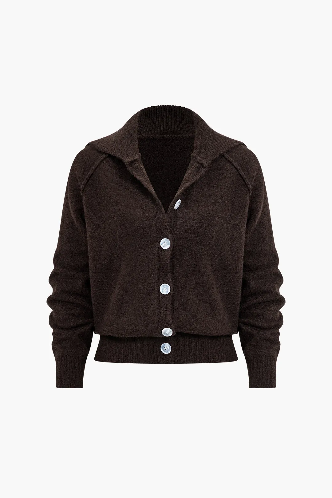 Solid strik knap langærmet cardigan sold by Micas