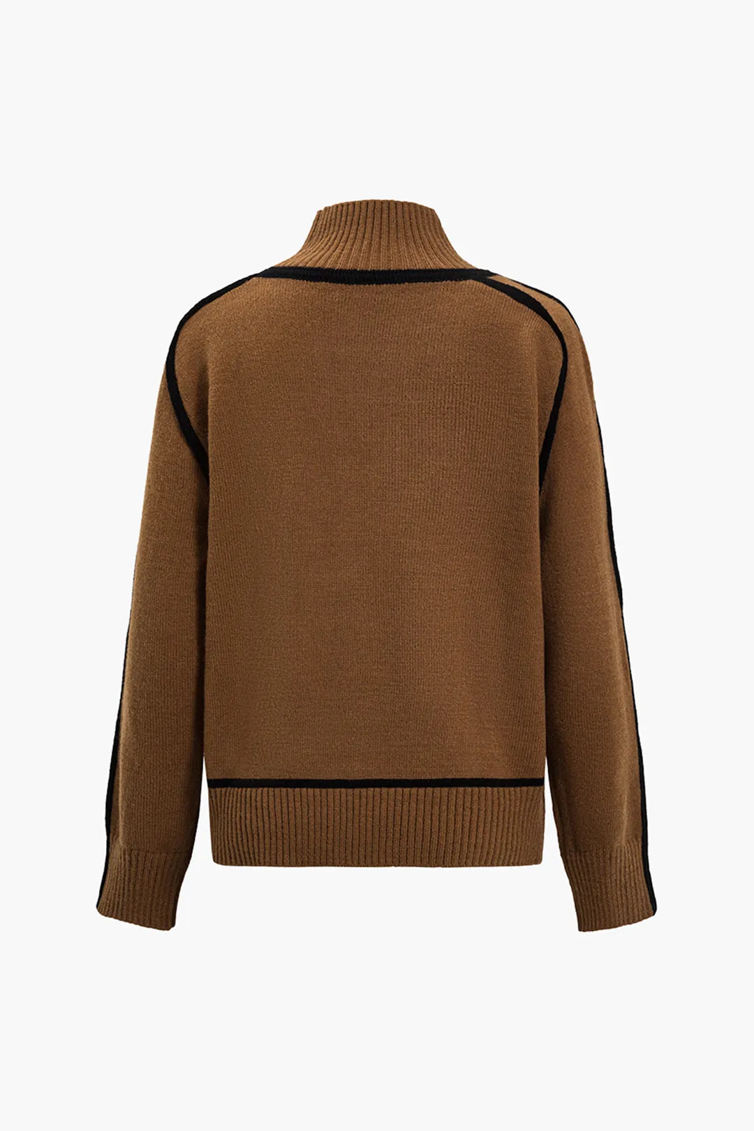Knit Contrast Binding High Neck Long-Sleeve Top sold by Micas product image thumbnail 3