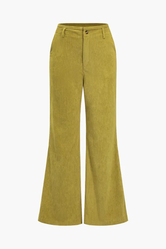 Basic solide fløjlsbukser med høj talje sold by Micas
