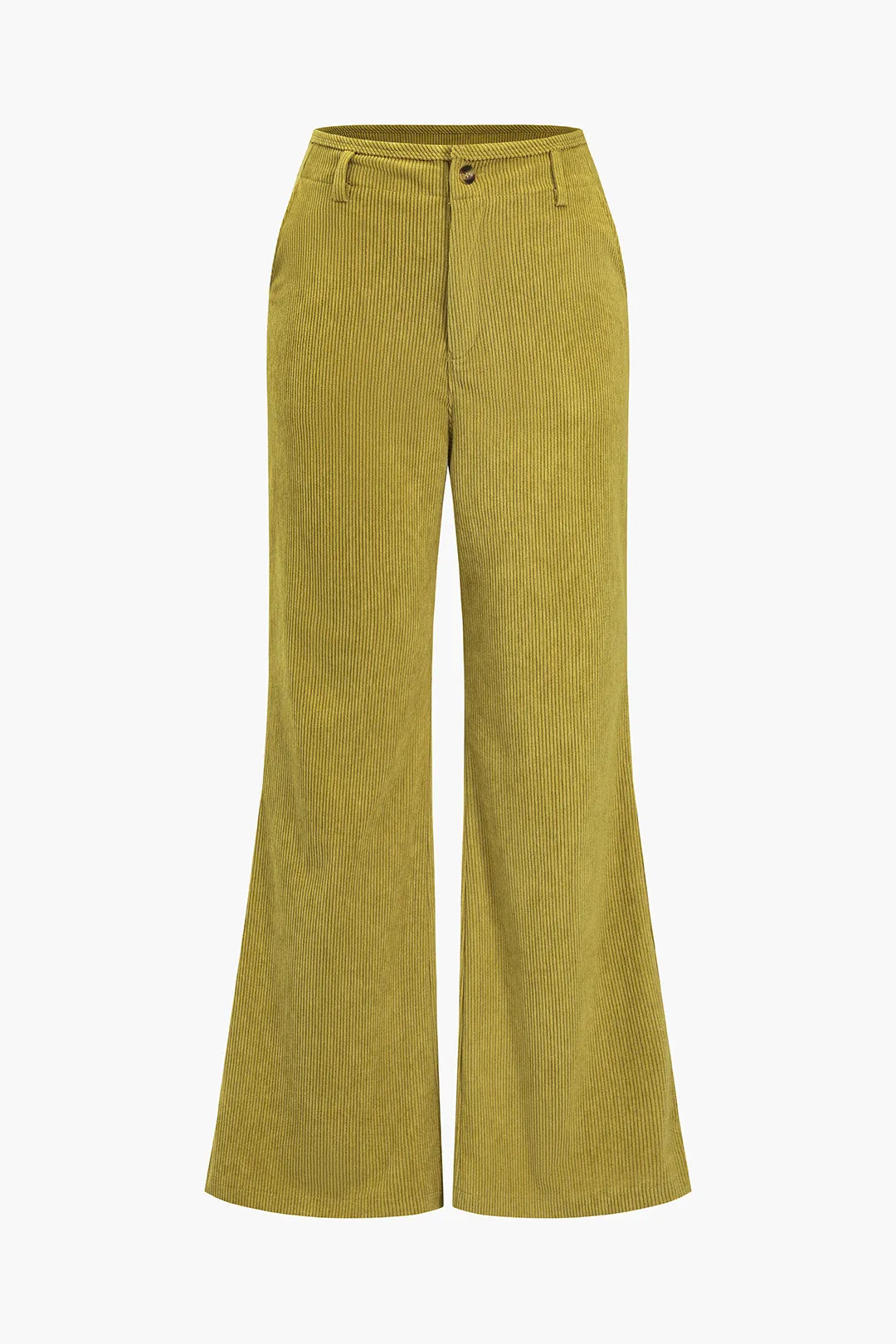 Basic Solid Corduroy High-Waisted Trousers sold by Micas