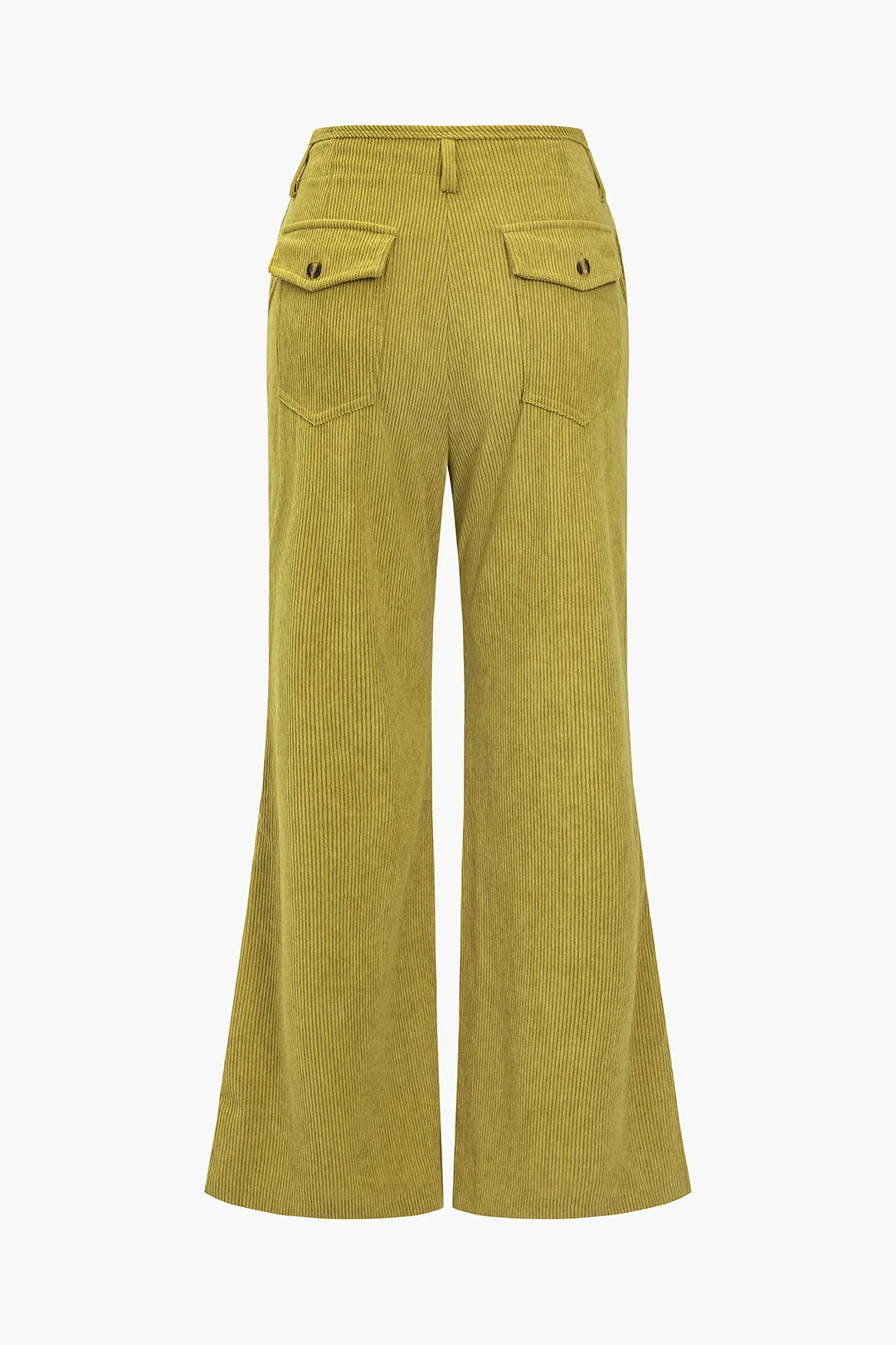 Basic Solid Corduroy High-Waisted Trousers sold by Micas product image thumbnail 2