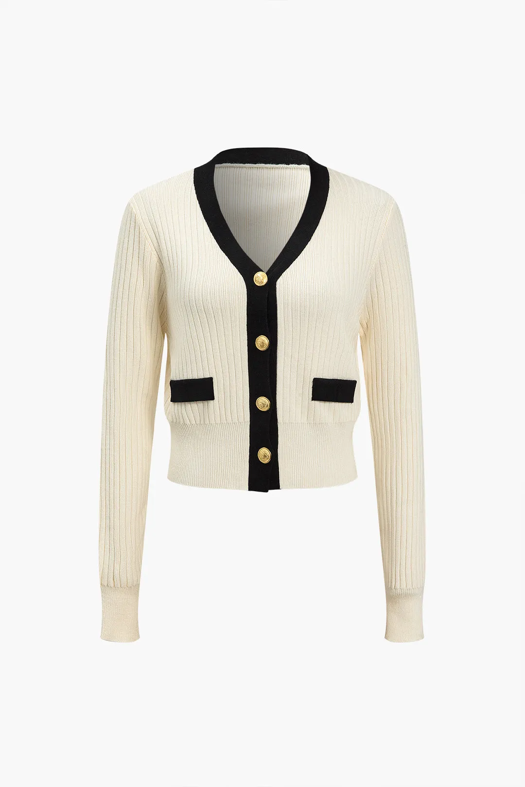 Button Color Block Sweater Langærmet Top sold by Micas