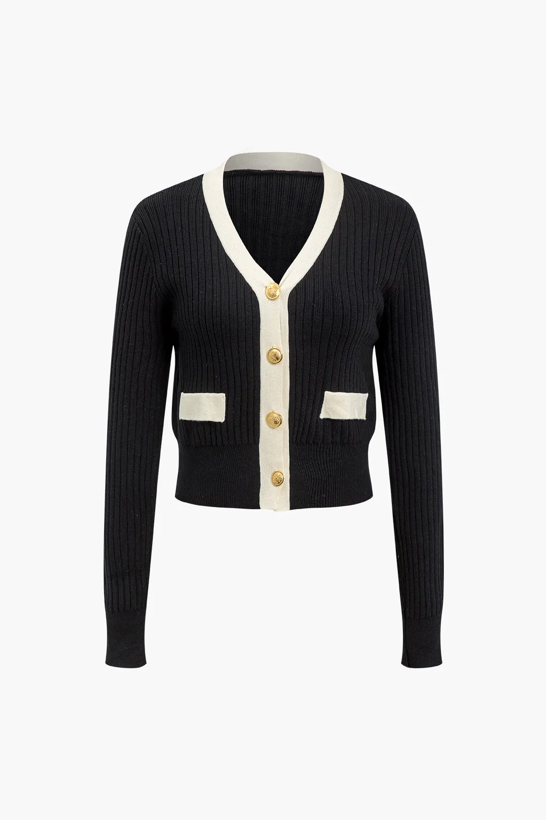 Button Color Block Sweater Langærmet Top sold by Micas product image thumbnail 5