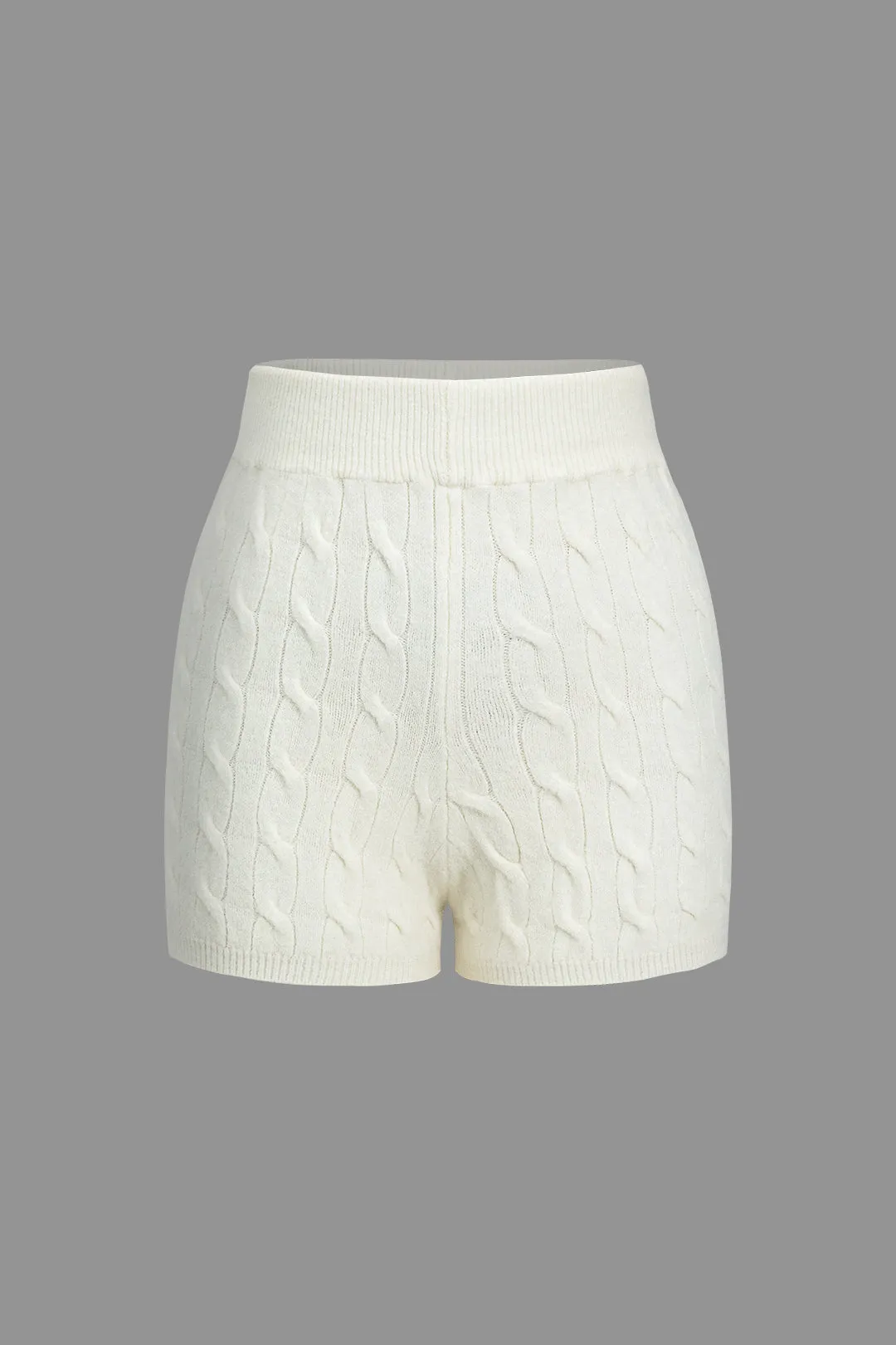 Grundlæggende solid sweater krave strik top og shorts sæt sold by Micas product image thumbnail 3