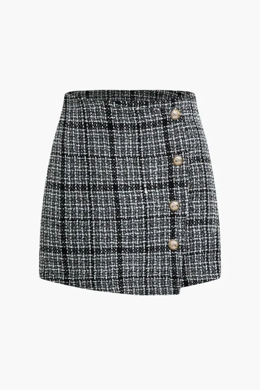 Tweed Button Mini Skirt sold by Micas