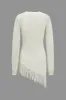Solid sweater frynser asymmetrisk langærmet top sold by Micas