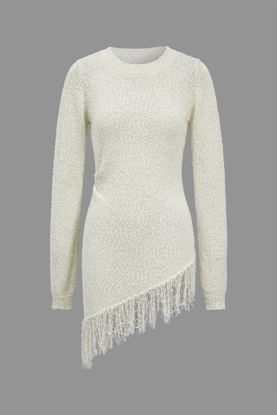 Solid sweater frynser asymmetrisk langærmet top sold by Micas product image thumbnail 2