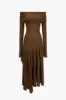 Solid Asymmetrisk Off Shoulder Maxikjole sold by Micas