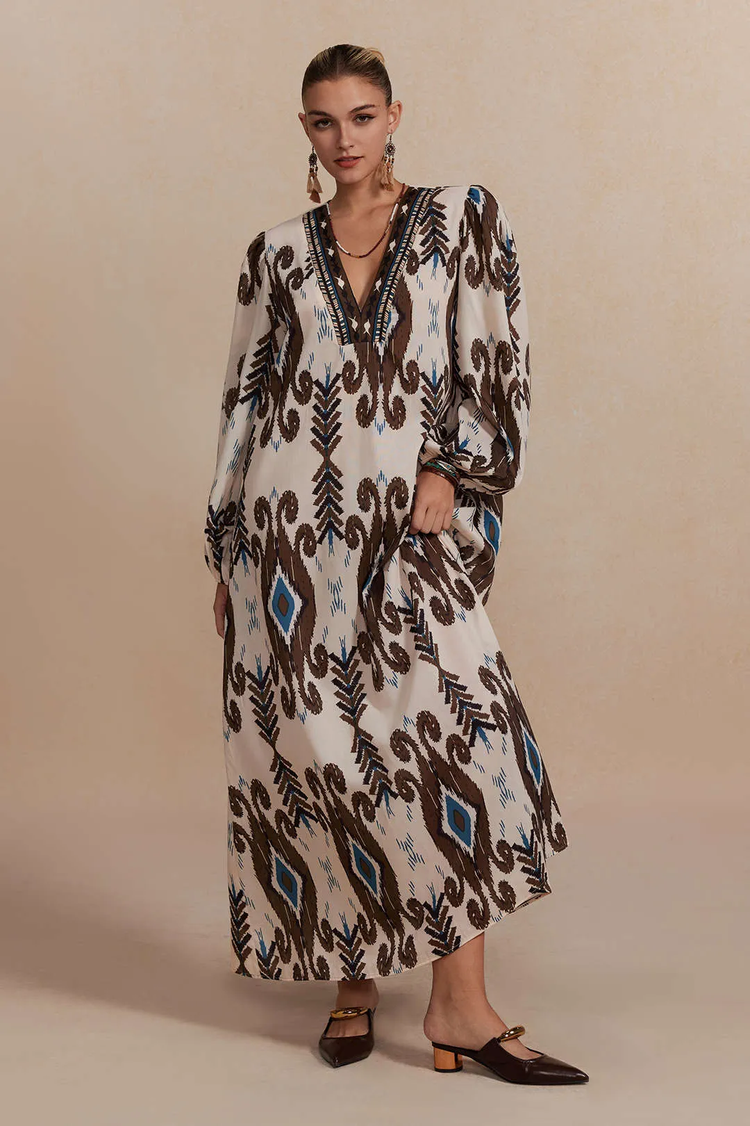 Bohemian Print V-Neck Maxi Dress sold by Micas