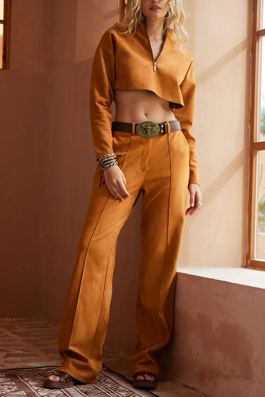 Basic Solid Straight Leg Trousers sold by Micas