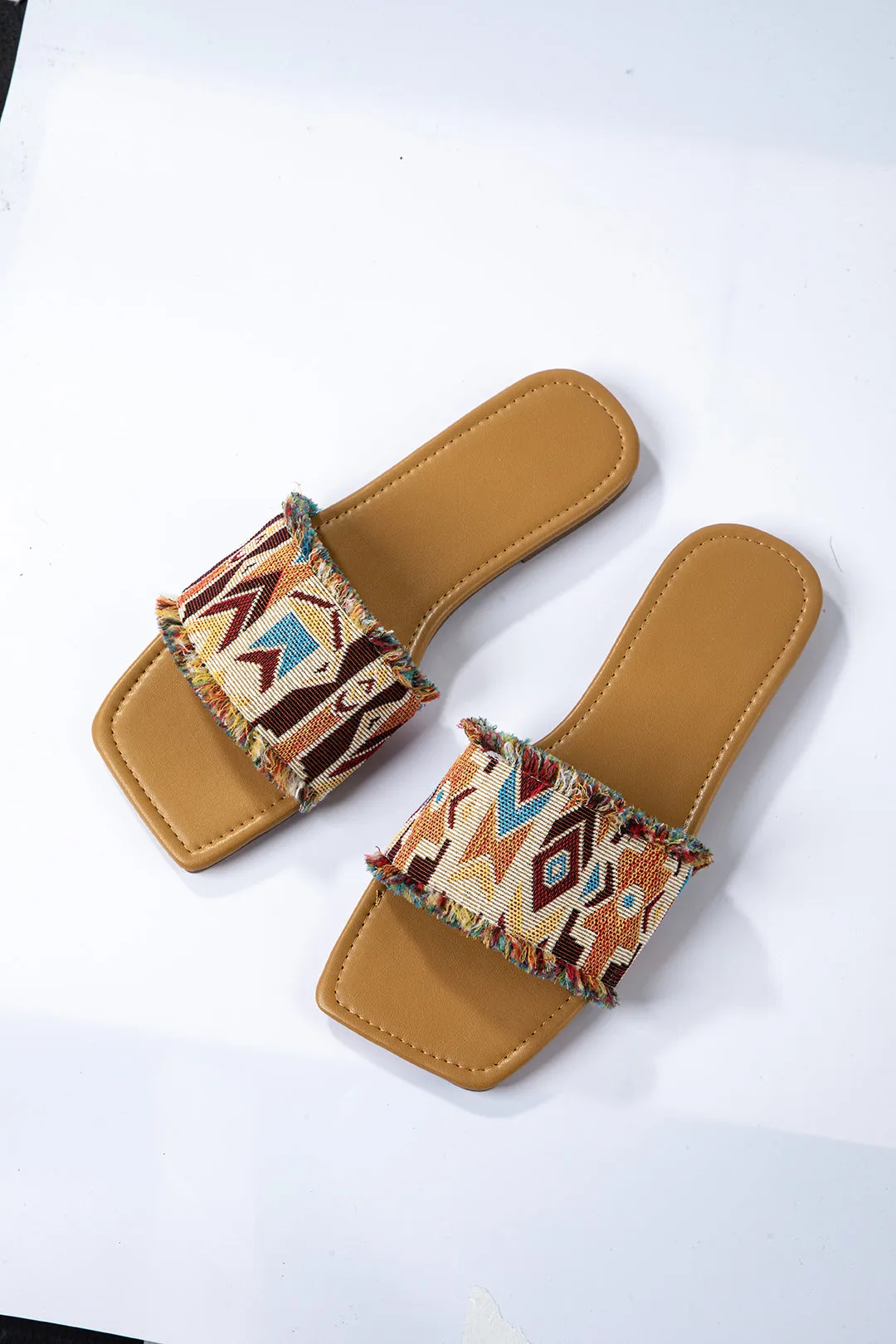 Bohemian Geometric Print Slippers sold by Micas