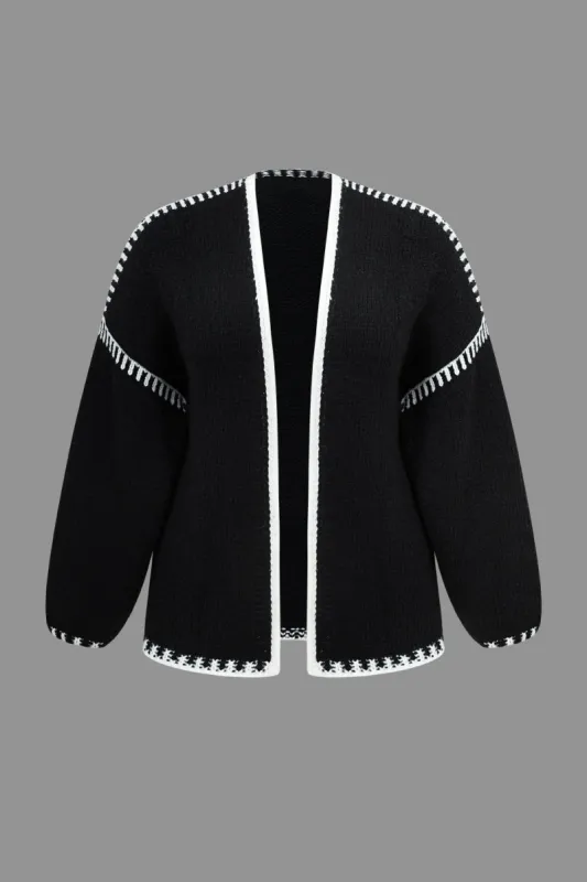 Plus Size Contrast Sweater Cardigan sold by Micas