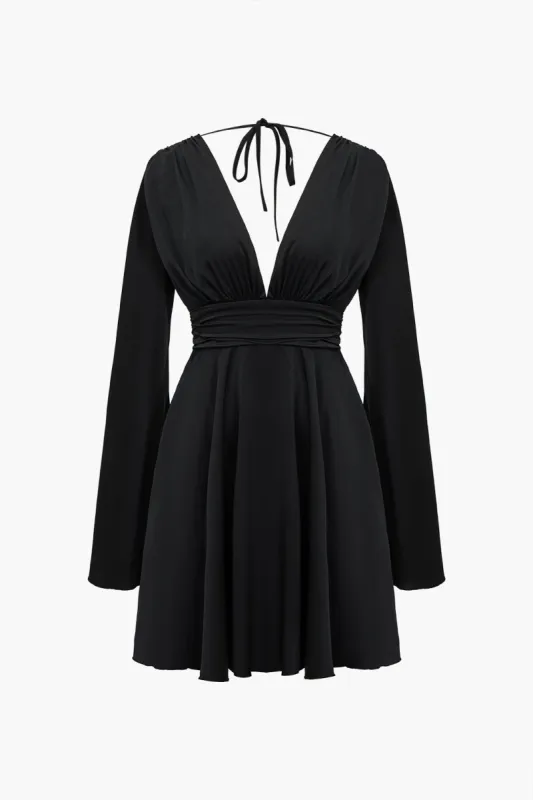 Solid Bell Sleeves Cut Out Mini Dress sold by Micas