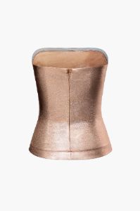Metallic Ruched Tube Top sold by Micas