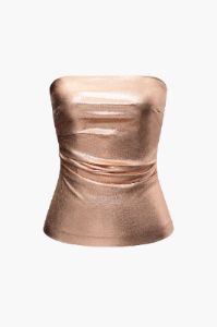 Metallic Ruched Tube Top sold by Micas