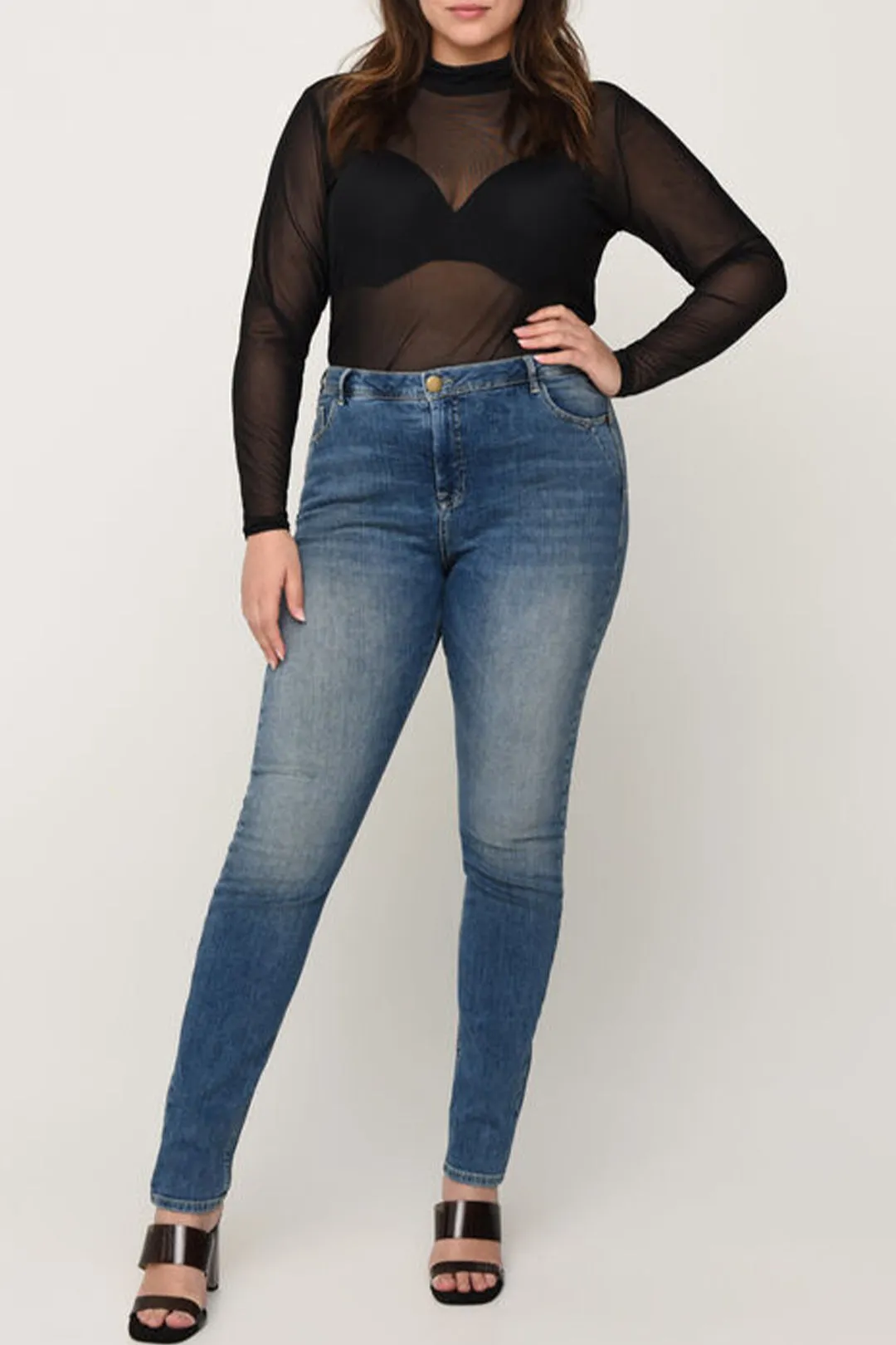 Plus Size massiv mesh gennemsigtig langærmet top sold by Micas product image thumbnail 3