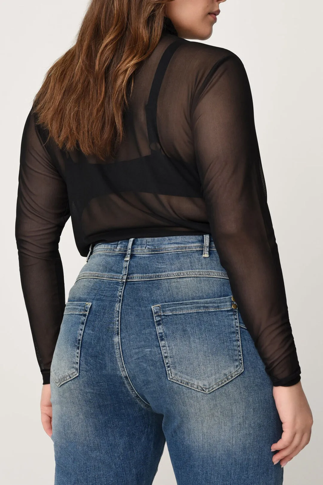 Plus Size massiv mesh gennemsigtig langærmet top sold by Micas product image thumbnail 2