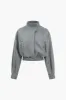 Solid Stand Collar Button Pocket Jacket sold by Micas