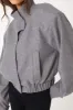 Solid Stand Collar Button Pocket Jacket sold by Micas