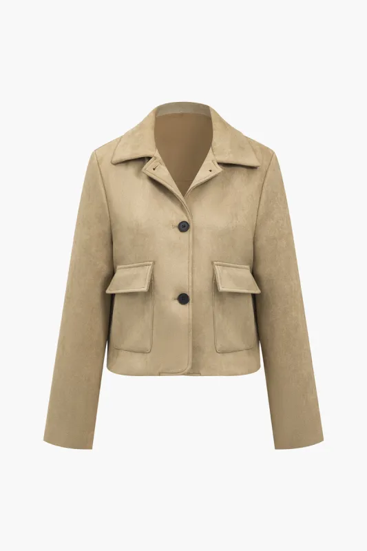Suede Lapel Leather Long Sleeve Jacket sold by Micas