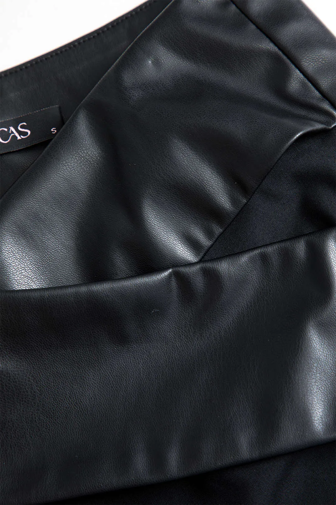 Solid imiteret læder Patchwork Bukser med høj talje og krydsede lommer sold by Micas product image thumbnail 3