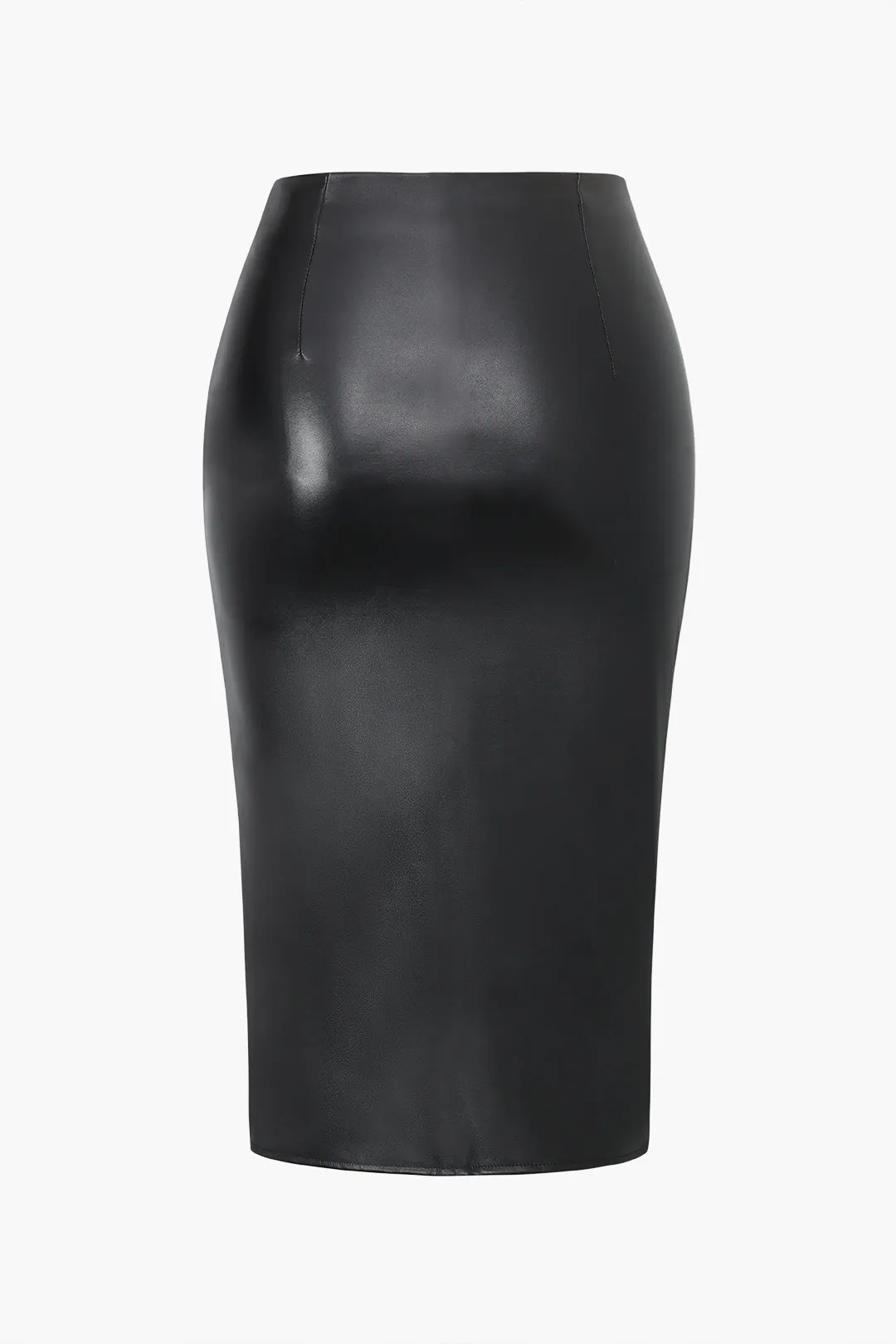 Plus Size imiteret læder nederdel med ruched lynlås sold by Micas product image thumbnail 2