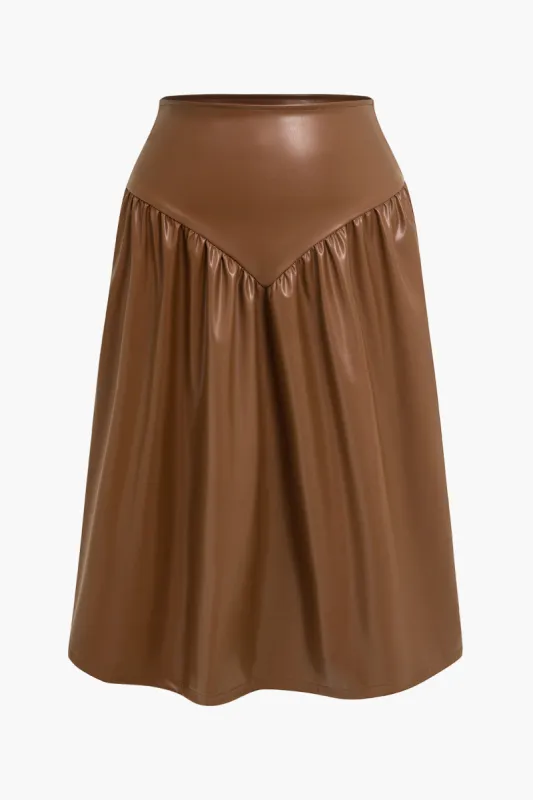 Plus Size Faux Leather Zipper Pockets Skirt sold by Micas