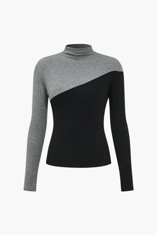 Kontrast Mock Neck langærmet top sold by Micas