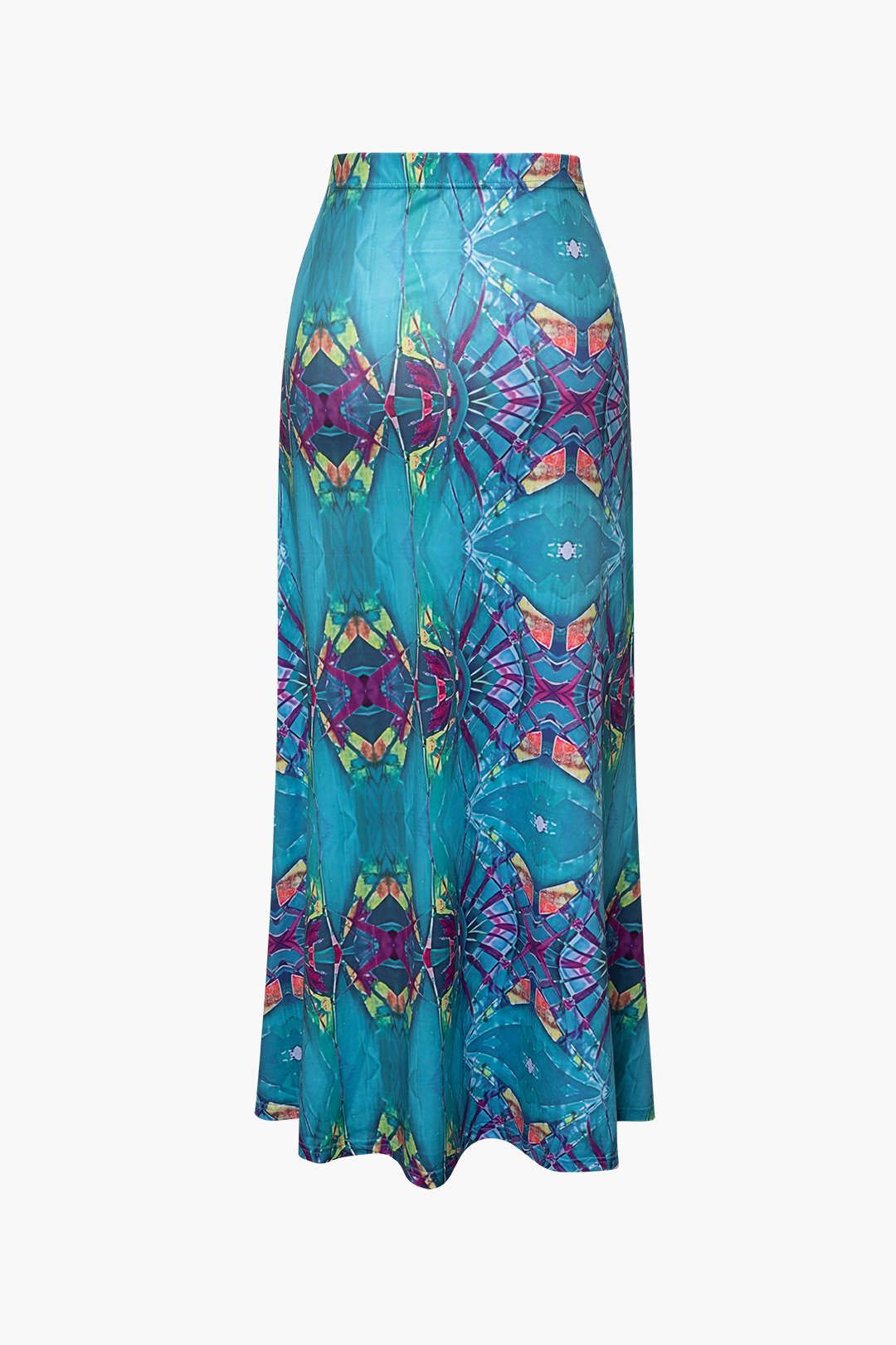 Printed Lantern Sleeve Crop Top And Drawstring Skirt Set sold by Micas product image thumbnail 5