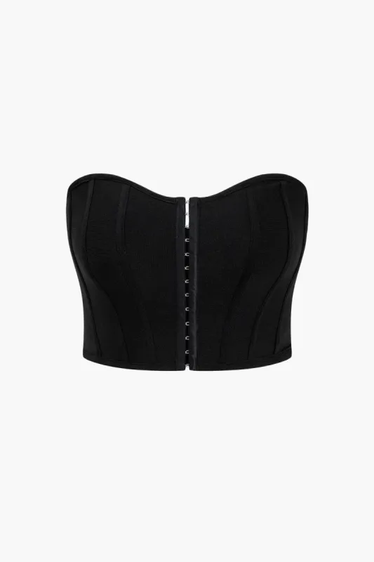 Plus Size Solid Button StraplessTube Top sold by Micas