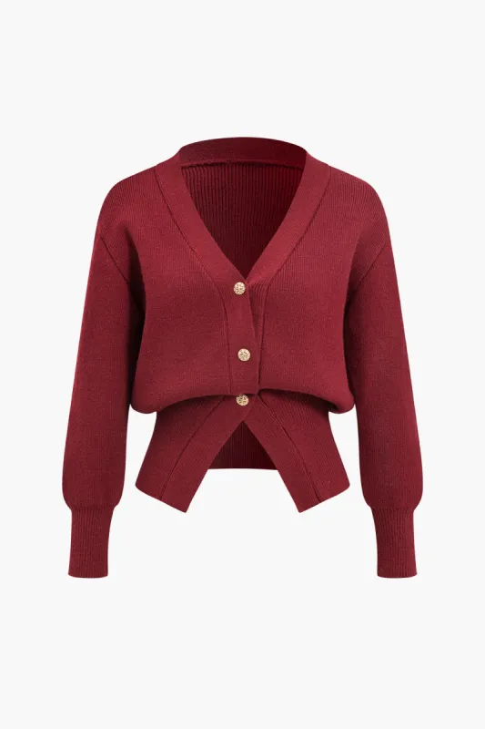 Solid knap sweater cardigan sold by Micas