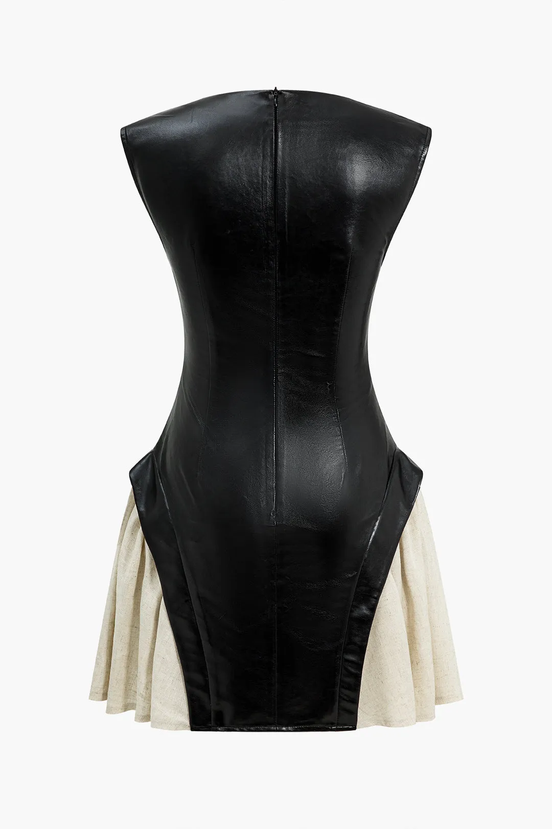 Solid Pu Patchwork Minikjole med rynket lynlås sold by Micas product image thumbnail 2