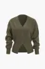 Solid V-neck Button Sweater Cardigan sold by Micas